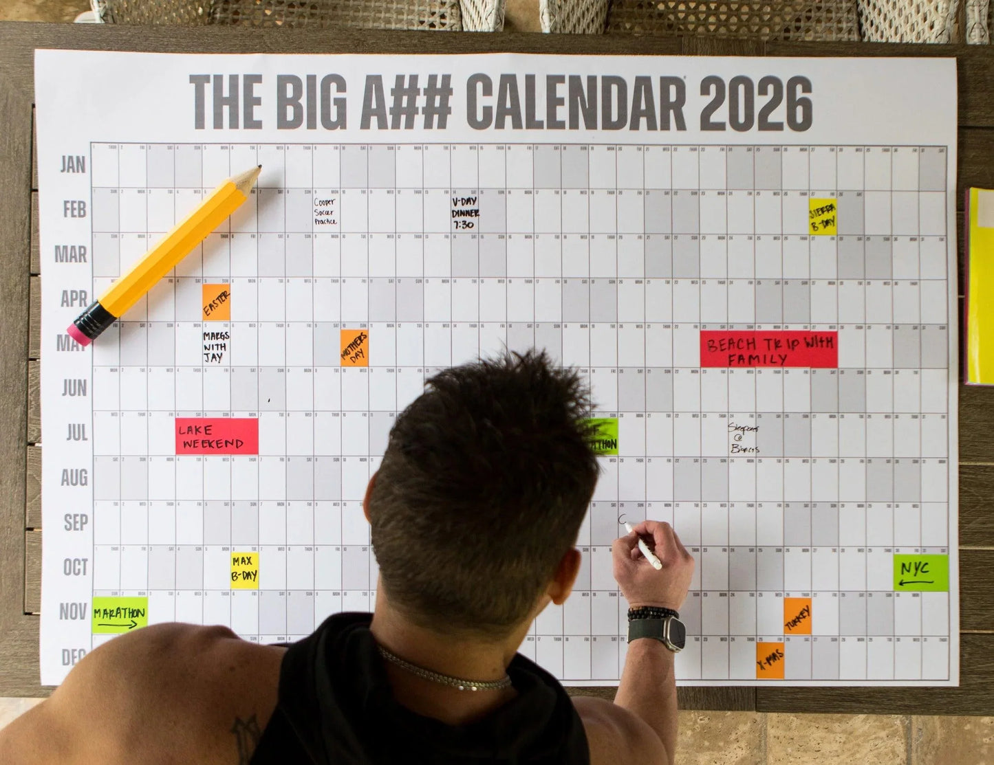 The Big Bright Calendar 2026 📅 - Design Your Amazing 2026! ✨ - 365-Day Year-at-a-Glance Wall Calendar with Dry-Erase Material ✏️ & Custom Labels 🏷️