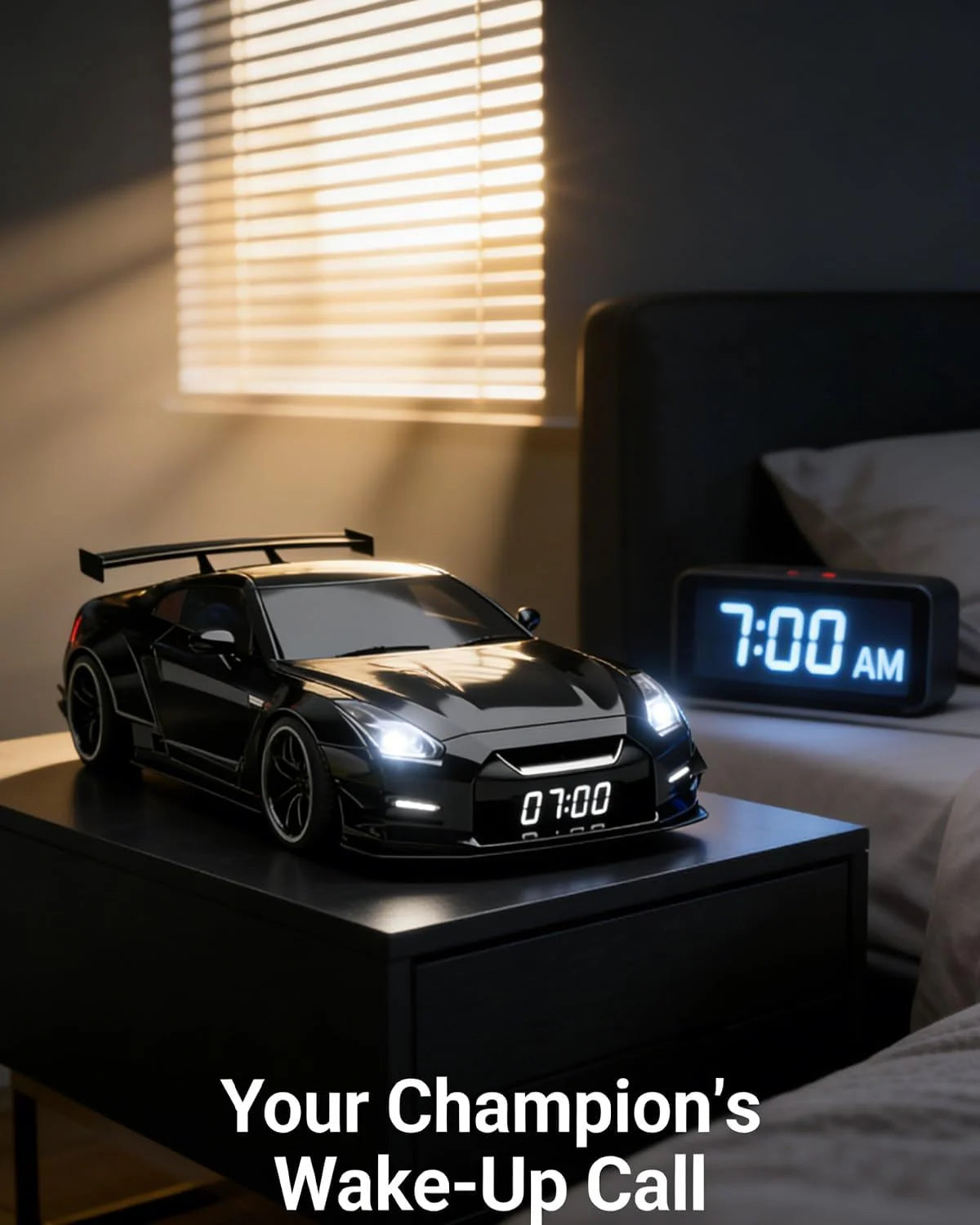 Hypercar Alarm Clock with Realistic Engine Sound, LED Display & Cool Mist Exhaust Flame Effect